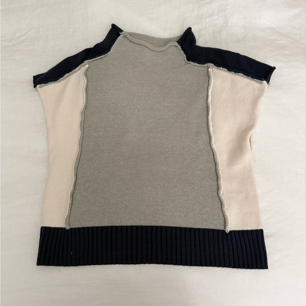 White Fox Boutique Tri-Tone Sweater in Cream, Gray, and Black